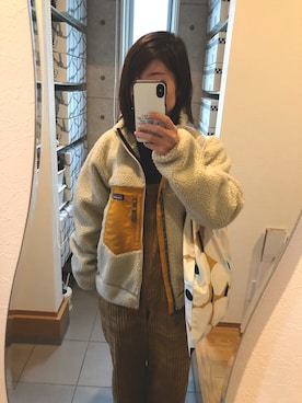 「イエローコーデ」｜「アイテム（オールインワン・サロペット）」を使った、ティナさん（レディース・155cm）の冬コーディネート