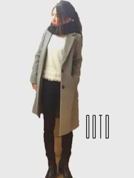 「アップヘア」｜「アイテム（ジャケット/アウター）」を使った、ゆさん（レディース・155cm）の冬コーディネート