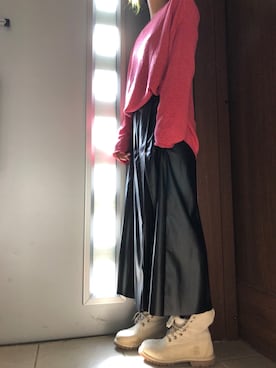 「合皮スカート」｜acofunkyさん（レディース・156cm）の春コーディネート