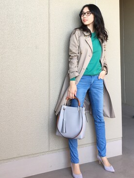 「LEE」｜「アイテム（トレンチコート）」を使った、Momoさん（レディース・166cm）の春コーディネート