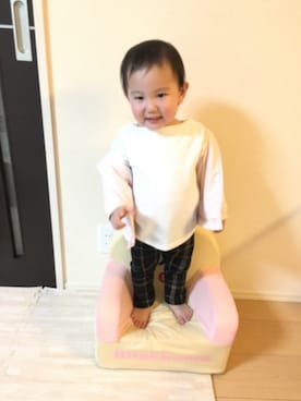 「fafa（フェフェ）のアイテム（スニーカー）」を使った、 ゆ ん +｡:.ﾟஐ♡さん（キッズ・80cm）の春コーディネート