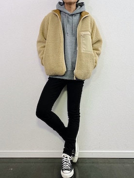 「CONVERSE（コンバース）のALL STAR HI（スニーカー）」を使った、しのさん（メンズ・172cm）の秋コーディネート