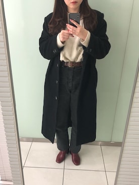 「ニコアンド」｜「アイテム（チェスターコート）」を使った、🤳🏻さん（レディース・156cm）の冬コーディネート