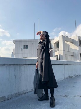 「アイテム（シャツワンピース）」を使った、半田 麗さん（レディース・165cm・20代）の冬コーディネート