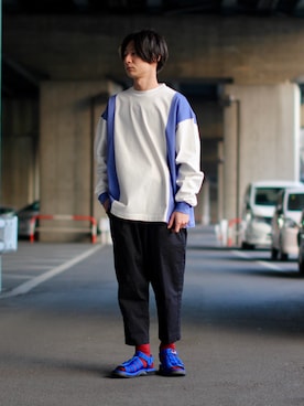 「ROTOTO（ロトト）のアイテム」を使った、大川さん（メンズ・174cm）の冬コーディネート