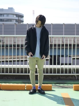 「ROTOTO（ロトト）のアイテム」を使った、大川さん（メンズ・174cm）の春コーディネート