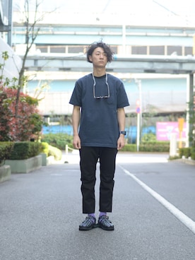 「CHUMS（チャムス）のアイテム」を使った、大川さん（メンズ・174cm）の春コーディネート