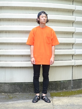 「EBBETS FIELD FLANNELS（エベッツフィールドフランネルズ）のアイテム」を使った、大川さん（メンズ・174cm）の夏コーディネート