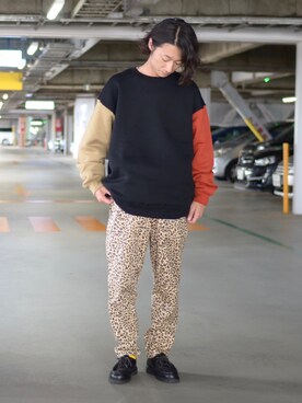 「unfil」｜「アイテム（スウェット）」を使った、大川さん（メンズ・174cm）の秋コーディネート