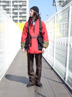 「ROTOTO（ロトト）のアイテム」を使った、大川さん（メンズ・174cm）の春コーディネート