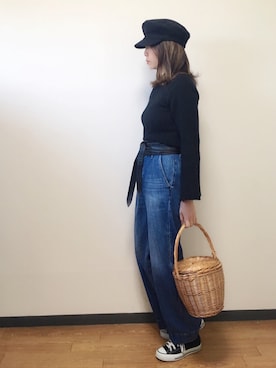 「LEPSIM（レプシィム）のマリンキャスケット　735142（キャスケット）」を使った、s.さん（レディース・154cm）の冬コーディネート