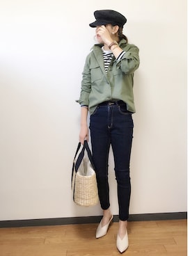 「LEPSIM（レプシィム）のマリンキャスケット　735142（キャスケット）」を使った、s.さん（レディース・154cm）の春コーディネート