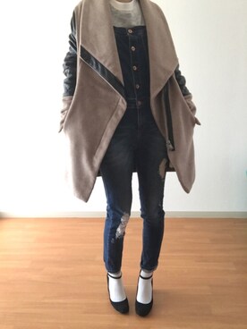 「stradivarius（ストラディバリウス）のアイテム（オールインワン・サロペット）」を使った、HARUさん（レディース・159cm）の冬コーディネート