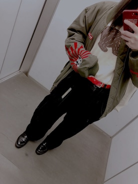 「Candy Stripper」｜「アイテム（MA-1）」を使った、へ む チャンさん（レディース・156cm）の秋コーディネート