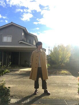 「orcival」｜「アイテム（ステンカラーコート）」を使った、Tさん（メンズ・170cm）の秋コーディネート