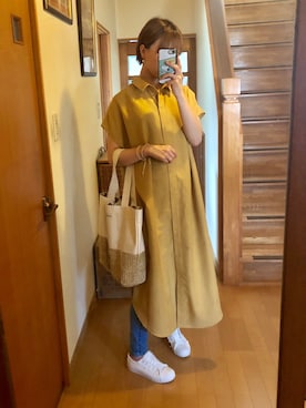 「AS KNOW AS plus（アズノゥアズプラス）のアイテム（シャツワンピース）」を使った、ゆぴさん（レディース・162cm）の夏コーディネート