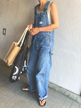 「BIG MAC（ビッグマック）のアイテム（オールインワン・サロペット）」を使った、mihoさん（レディース・152cm）の夏コーディネート