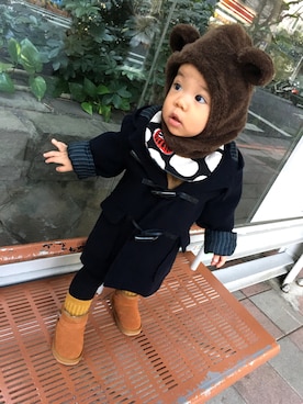 「アイテム（カバーオール）」を使った、Qbi Tsaiさん（キッズ・80cm）の冬コーディネート