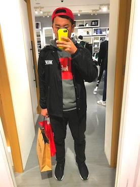 「HUF（ハフ）のアイテム（ナイロンジャケット）」を使った、masayaさん（メンズ・178cm）の冬コーディネート