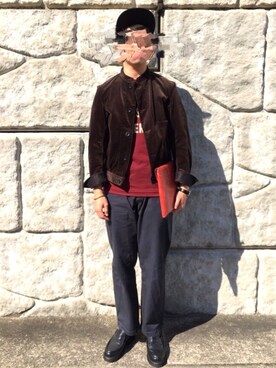 「Scye（サイ）のアイテム（ブルゾン）」を使った、umeさん（メンズ・170cm）の秋コーディネート