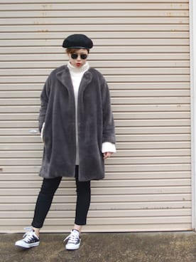 「kormarch」｜「アイテム（ハンチング/ベレー帽）」を使った、RURIさん（レディース・163cm）の冬コーディネート