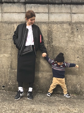 「Alpha Industries（アルファインダストリーズ）のアイテム（MA-1）」を使った、RURIさん（レディース・163cm）の冬コーディネート