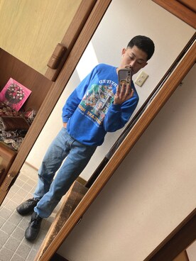 「HANES（ヘインズ）のアイテム（スウェット）」を使った、RENTOさん（メンズ・178cm）の冬コーディネート