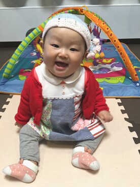 「combimini（コンビミニ）のアイテム（ワンピース/ドレス）」を使った、しろくまさん（キッズ・70cm）の春コーディネート