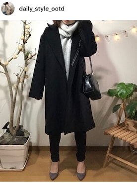 「ZARA（ザラ）のアイテム（ニット/セーター、グレー系）」を使った、najandiさん（レディース・158cm）の冬コーディネート