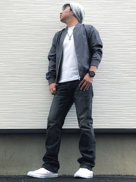 「Hanes」｜「アイテム（ブルゾン）」を使った、pepepe さん（メンズ・171cm）の秋コーディネート