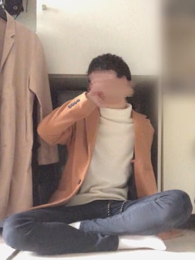 「MONO-MART（モノマート）のシャギーメルトンチェスターコート18AW(MONO-MART)（チェスターコート、イエロー系）」を使った、りったさん（メンズ・177cm）の冬コーディネート