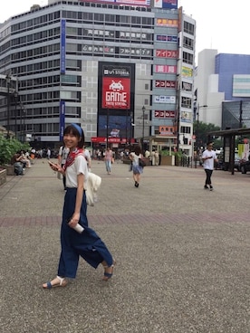 「travel」｜「アイテム（サンダル）」を使った、✧ 𝗥𝗮𝗸𝘂⢀⠜さん（レディース・163cm）の夏コーディネート