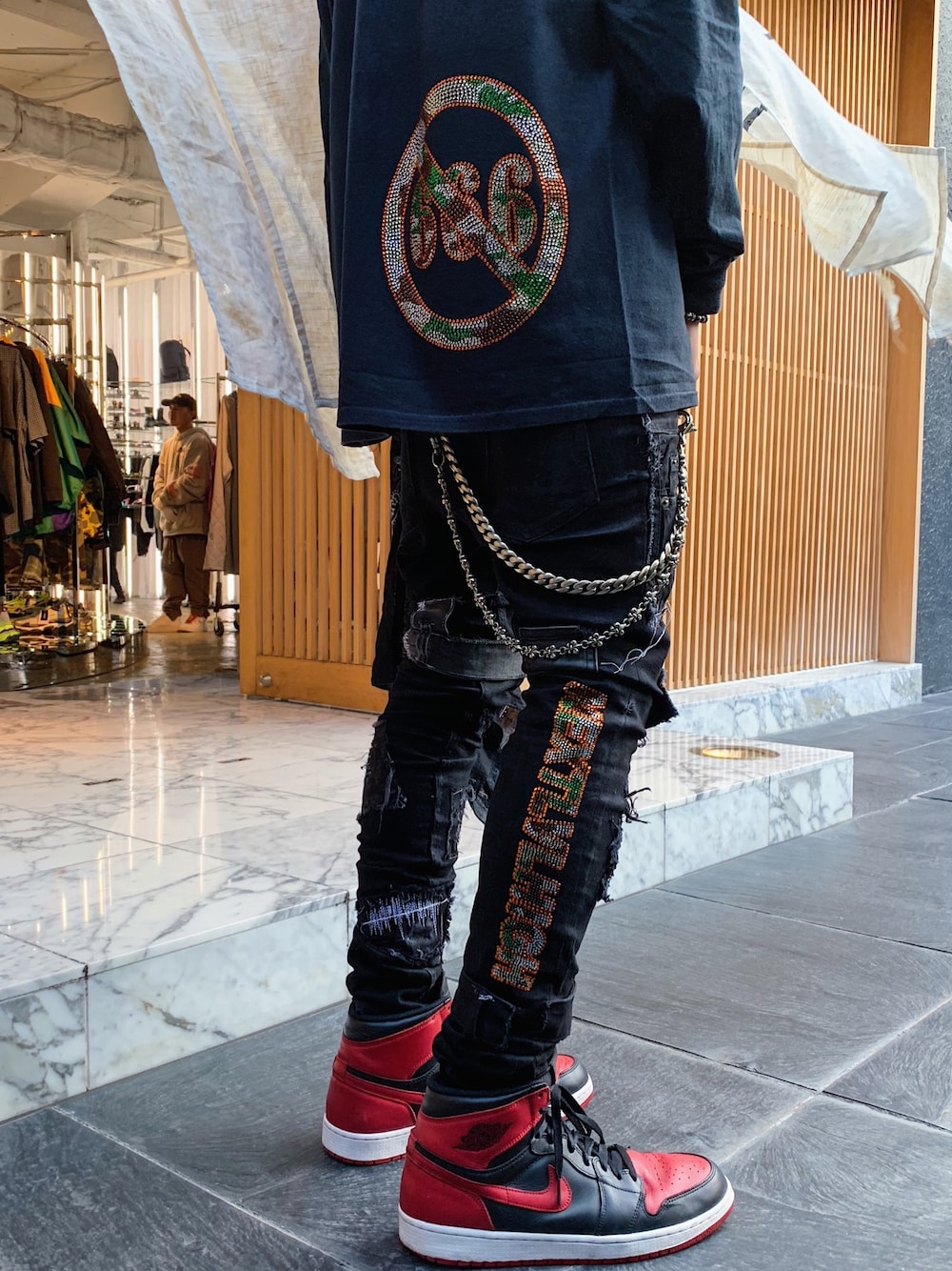 「GR8、EVBRAVADO、NEXTLVHIGH、aj1、ootd、outfit、newyork、NYC、ZOZO公認ユーザー、rhinestone」｜「EV BRAVADOのアイテム（アクセサリー、その他）」を使った、F.Kentaroさん（メンズ・176cm）の冬コーディネートの1枚目の写真