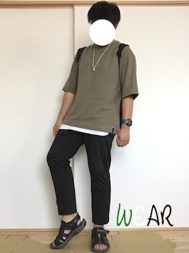 「Champion（チャンピオン）のアイテム（サンダル）」を使った、わなたさん（メンズ・172cm）の春コーディネート