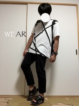 「Champion（チャンピオン）のアイテム（サンダル）」を使った、わなたさん（メンズ・172cm）の夏コーディネート