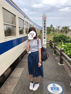 「travel」｜「アイテム（ソックス/靴下）」を使った、stellaaaさん（レディース・154cm）の夏コーディネート