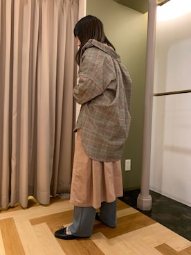 「ビッグシャツ」｜「アイテム（パンプス）」を使った、モモPさん（レディース・154cm）の秋コーディネート