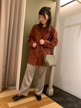 「ビッグシャツ」｜「アイテム（パンプス）」を使った、モモPさん（レディース・154cm）の秋コーディネート