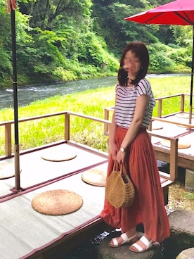「オレンジスカート」｜Munkoさん（レディース・159cm）の夏コーディネート