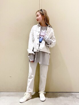 「ニコアンド」｜「アイテム（デニムジャケット）」を使った、すなぎもさん（レディース・153cm）の冬コーディネート