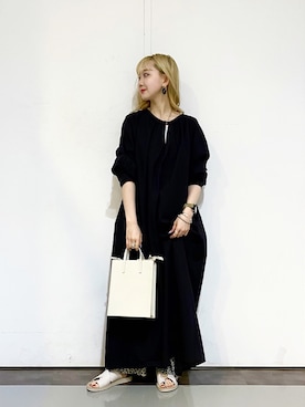 「niko and...（ニコアンド）の2WAYタックワンピース【インスタグラマーコラボ】（ワンピース）」を使った、すなぎもさん（レディース・153cm）の春コーディネート