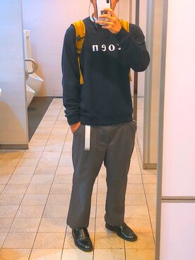 「coen（コーエン）のcoenロゴスウェットクルーネック（スウェット、ブルー系）」を使った、T Hさん（メンズ・171cm）の秋コーディネート