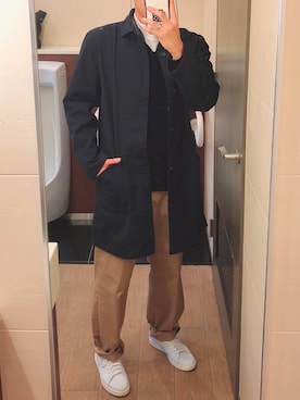 「古着のアイテム（ジャケット/アウター、ブルー系）」を使った、T Hさん（メンズ・171cm）の秋コーディネート