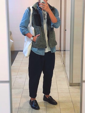 「GU（ジーユー）のアイテム（その他アウター、グレー系）」を使った、T Hさん（メンズ・171cm）の秋コーディネート