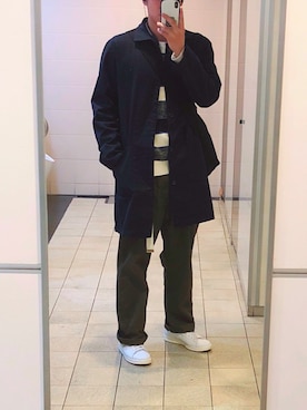 「古着のアイテム（ジャケット/アウター、ブルー系）」を使った、T Hさん（メンズ・171cm）の秋コーディネート