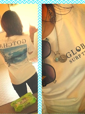 「GOTCHA（ガッチャ）のアイテム（トップス）」を使った、Wankoさん（レディース・147cm）の夏コーディネート