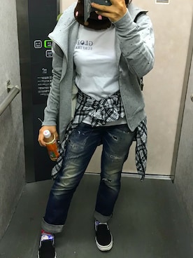 「GOTCHA（ガッチャ）のアイテム（トップス）」を使った、Wankoさん（レディース・147cm）の春コーディネート