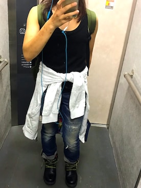 「GOTCHA（ガッチャ）のアイテム（トップス）」を使った、Wankoさん（レディース・147cm）の春コーディネート