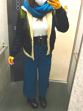 「INGNI（イング）のアイテム（MA-1）」を使った、Wankoさん（レディース・147cm）の冬コーディネート