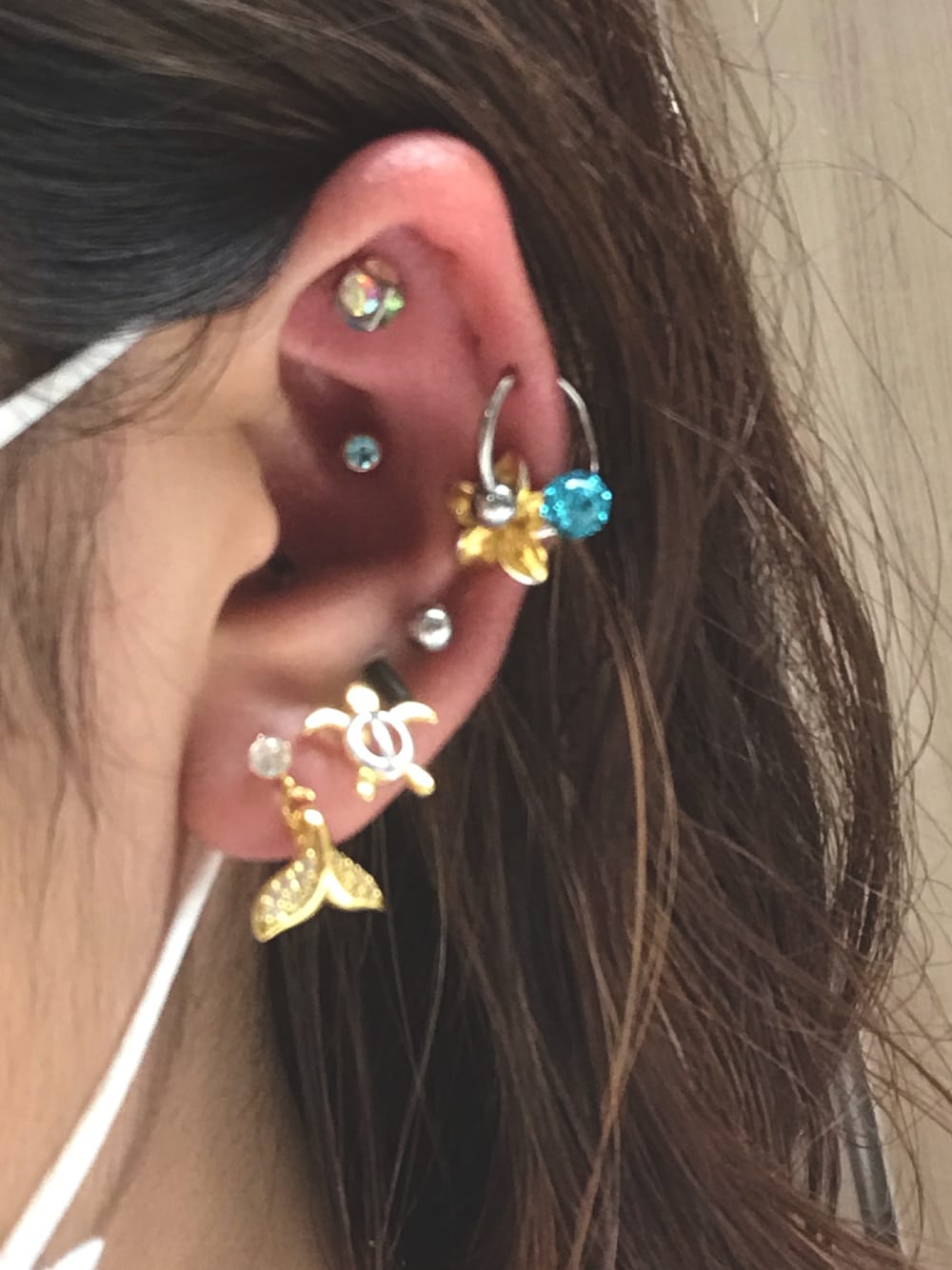 「ピアス、ピアスお気に入り、ボディピアス、海系、リゾートスタイル」｜「ROQUEのアイテム（ピアス（片耳用）、その他）」を使った、Wankoさん（レディース・147cm）の夏コーディネートの1枚目の写真